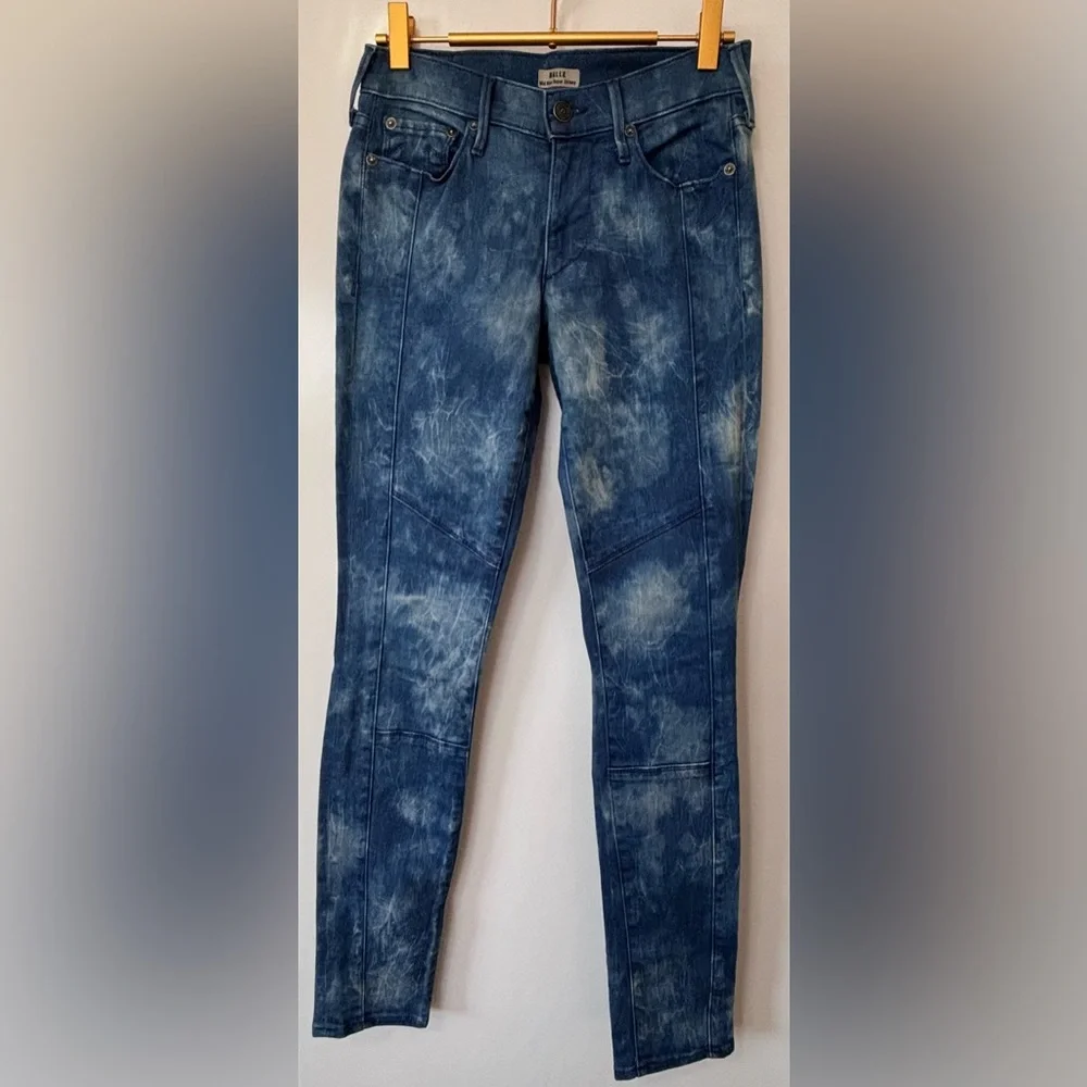 True Religion| Halle Moto Mid-Rise Bleached Blue Super Skinny Jeans Sz 24 - Picture 3 of 6